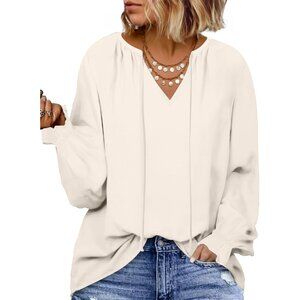 Women Plus Size Fall Tops Floral V Neck Long Sleeve Boho Blouse Shirts